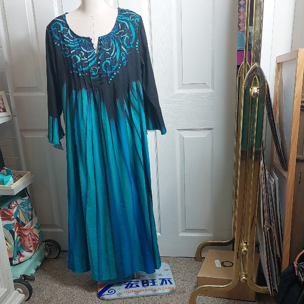 Elegant Teal and Black Women's Dress